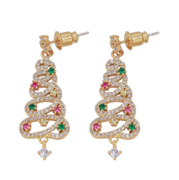 Boucles d'oreilles strass sapin de Noël